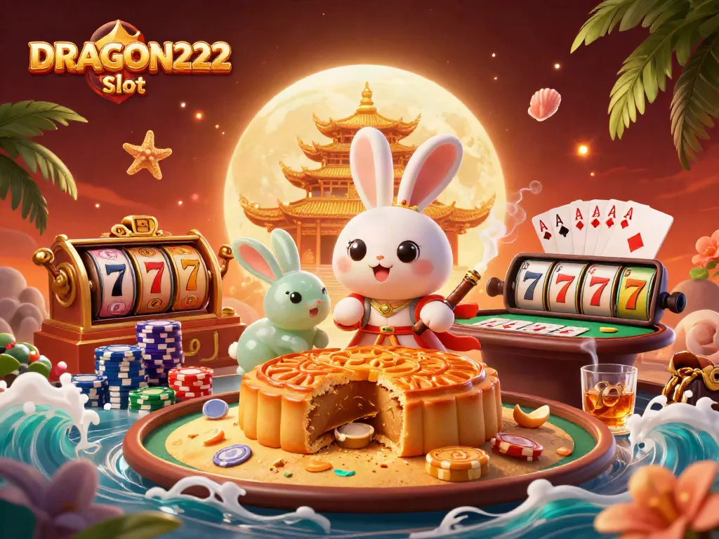 Experience the excitement with DRAGON222 slot showcasing vibrant casino elements in a stunning 3D scene.