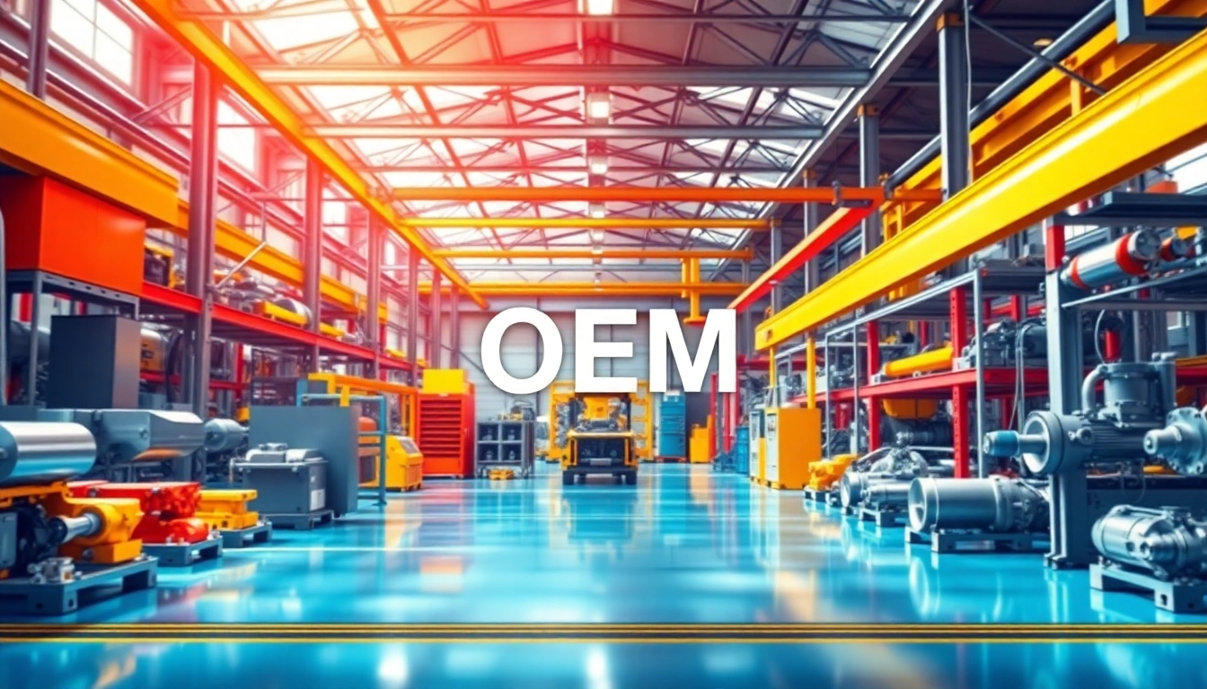 Showcase OEM production process with vibrant factory visuals illustrating efficiency.