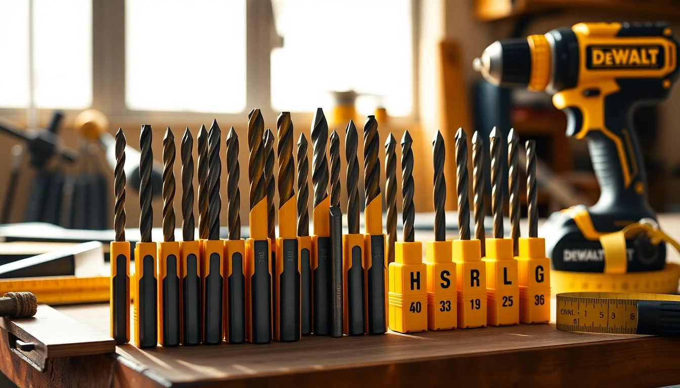 Explore DeWalt drill bits showcasing their superior quality and precision in a professional workshop setting.