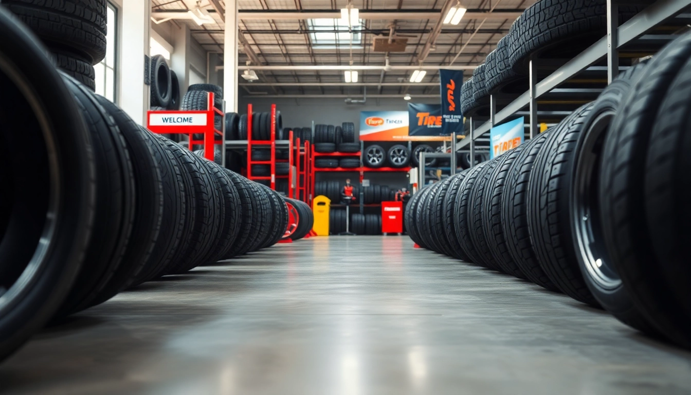 Shop for new tires near me Nashville, featuring a variety of tire selections in a bright, modern showroom.