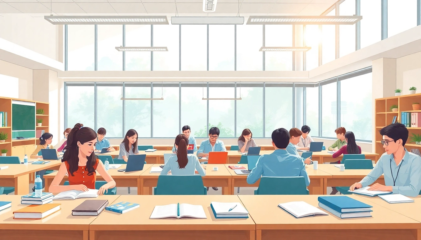 Engaged students learning in a vibrant classroom environment about Education.