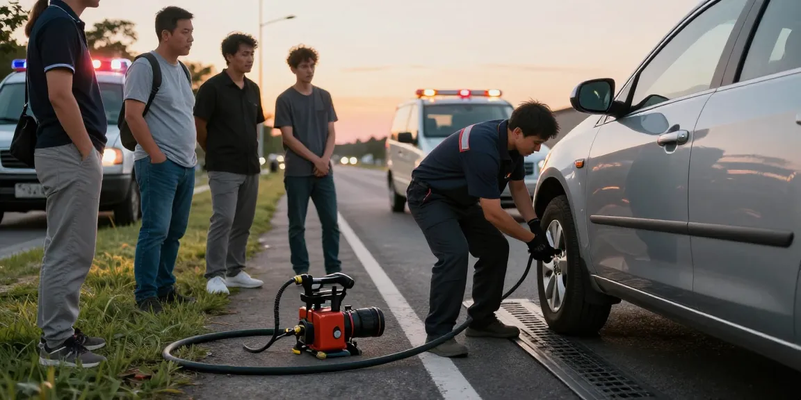 Safe wrong fuel in car drainage service by experts at the roadside.