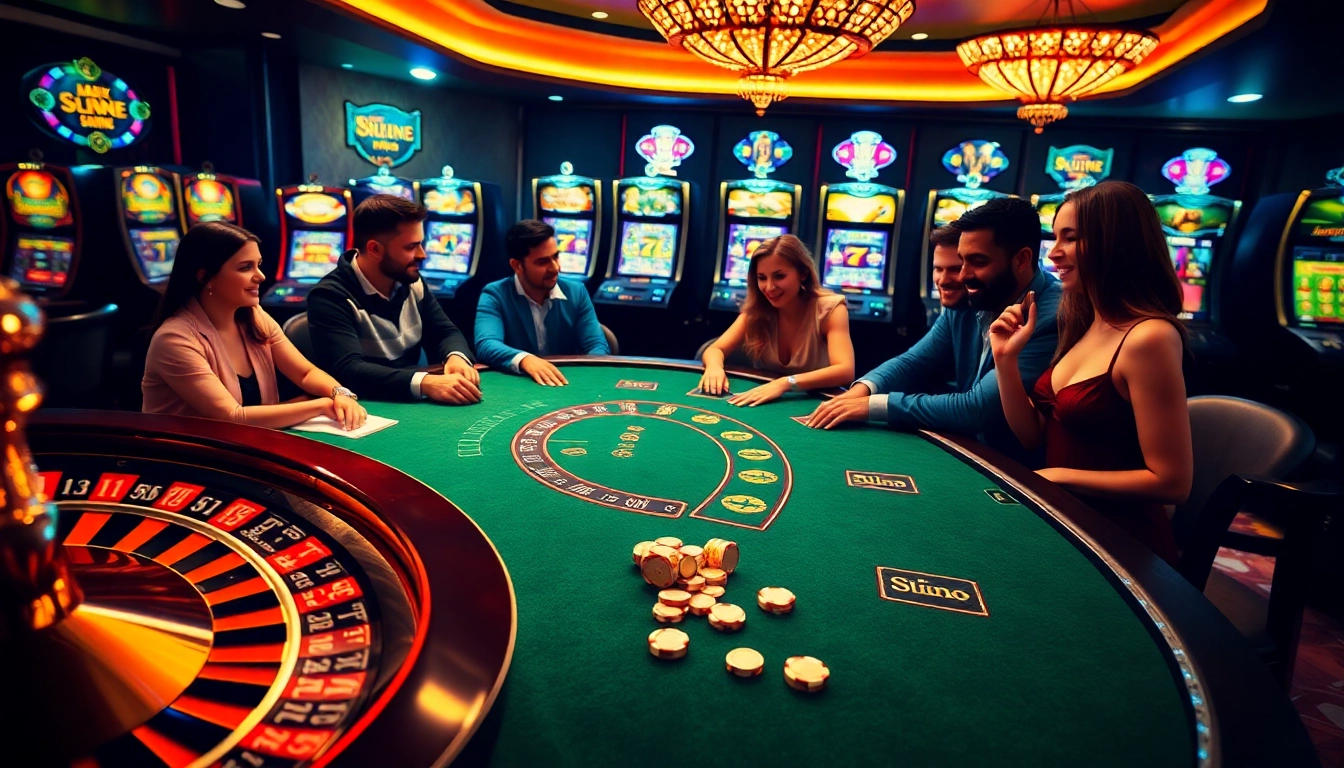 Vivez le frisson du meilleur casino en ligne avec des joueurs dynamiques profitant du blackjack et faisant tourner la roulette.