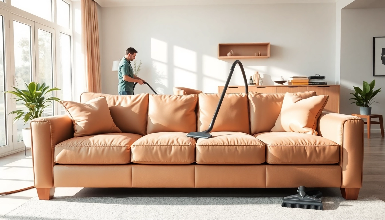 Sofa cleaning Dubai with professional service ensuring pristine upholstery in a modern living room.