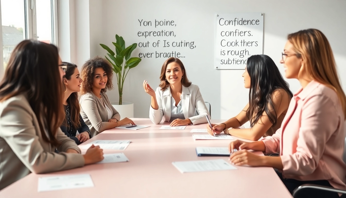 Empowering coaching session promoting confidence coaching for women in a supportive environment.
