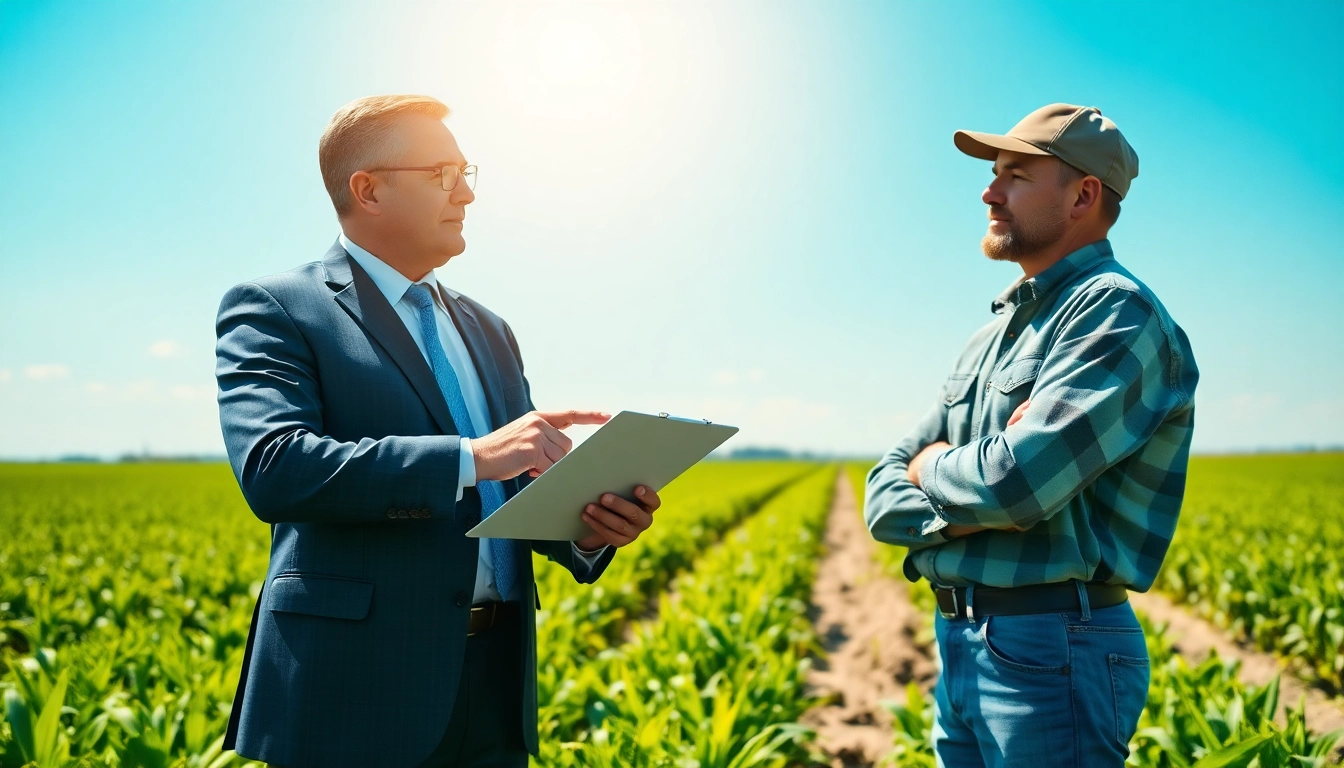 Engaging discussion on agricultural law between a farmer and a professional attorney.