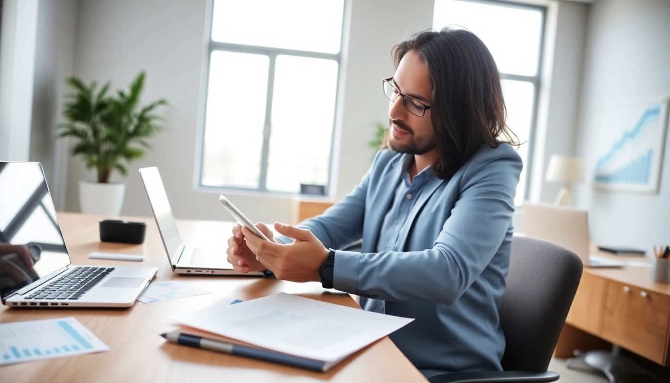 Analyze financial strategies with www.cambioml.com's professional consultant in a sleek office.