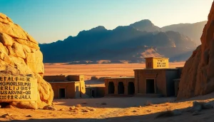 Unearth the secrets of King Solomon's Mine in a dramatic desert landscape with ancient carvings.