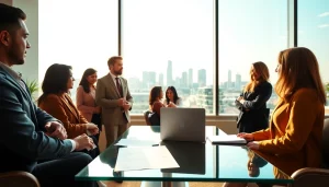 Team discussing legal strategies at https://www.ihavealawsuit.com in a bright modern office.