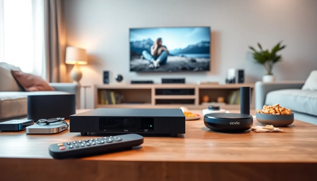 Stream with iron tv pro - a modern entertainment setup showcasing a sleek streaming device.