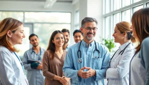 Healthcare collaboration showcasing doctors at https://www.medexdtc.com providing patient support.