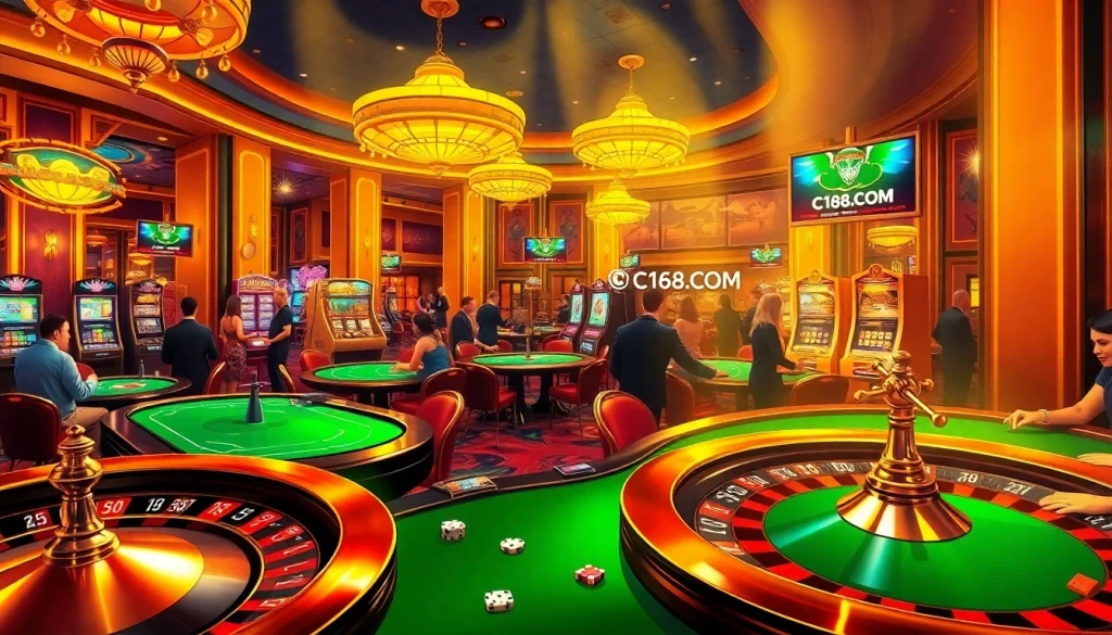 Experience the thrill of winning at C168.COM in a lively casino setting with dynamic games and vibrant action.