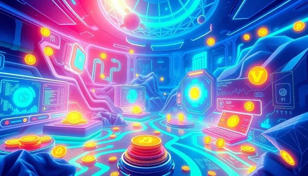 Discover trending coins listing in a vibrant digital marketplace showcasing glowing tokens and user-friendly interfaces.