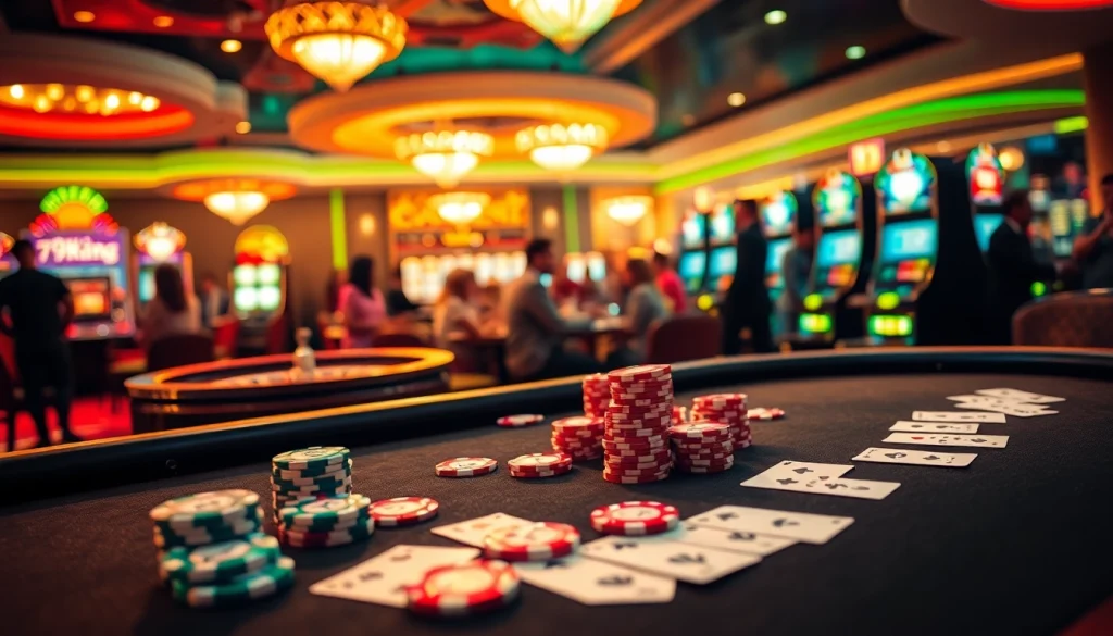 Experience the excitement of 79king poker chips on a vibrant casino table.