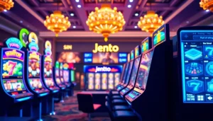 Menggambarkan jentoto yang menawarkan slot game dan pengalaman permainan menyenangkan.