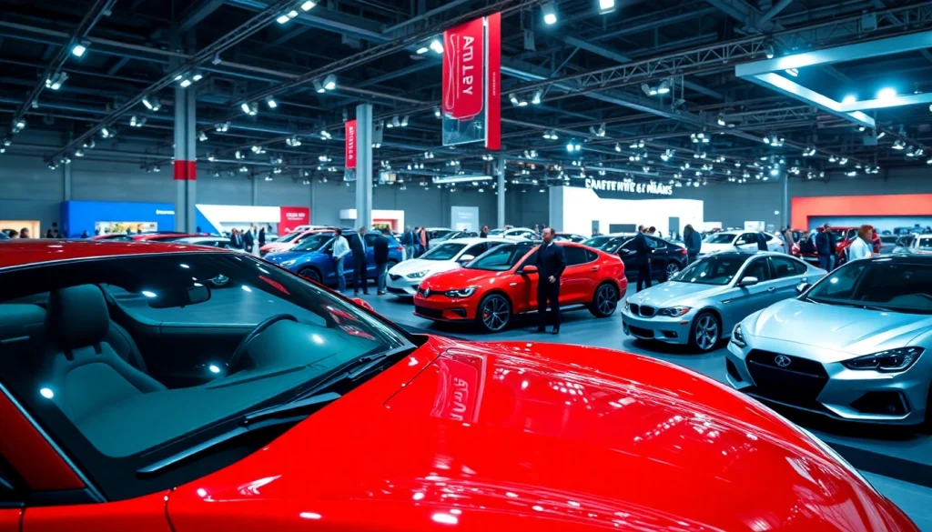 Showcasing the excitement at the Auto Cars Show with modern vehicles on display and engaging attendees.