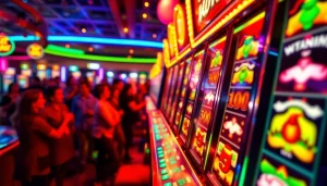 Menangkan slot gacor dengan kegembiraan pemain di kasino yang penuh warna.