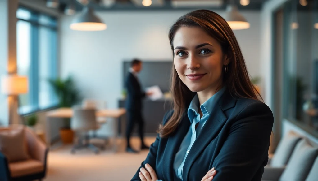 Professional portrait of an executive in an office setting