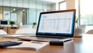 Streamline your invoices with innovative invoice processing software showcased in a modern office setting.
