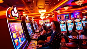 Mesin slot gacor yang dikelilingi oleh pemain yang bersenang-senang di kasino.