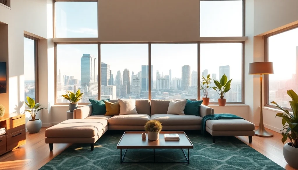 Experience JBO with a stylish living room showcasing urban rental appeal and modern design elements.