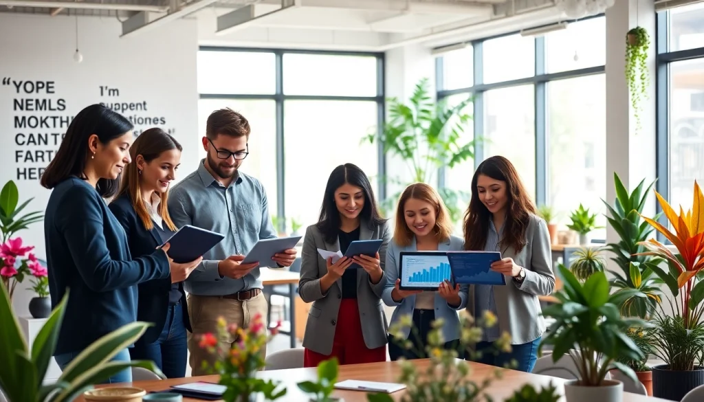 Enhancing strategy at https://boost-social-media.com with a dynamic collaborative team in a bright office.