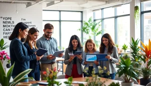 Enhancing strategy at https://boost-social-media.com with a dynamic collaborative team in a bright office.