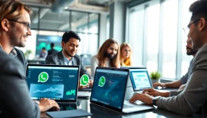 Display how professionals engage with the WhatsApp API for business communication.