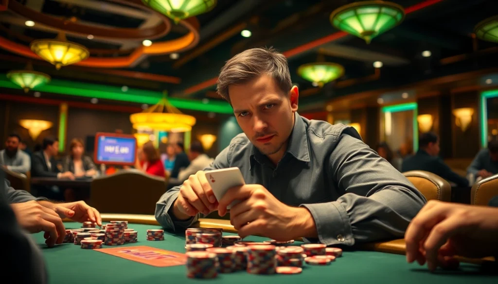 Masuk ke permainan domino88 login poker game dengan suasana menegangkan di meja penuh fokus.