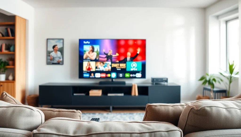 Experience premium streaming content with https://vizomate.com in a modern living room setting.