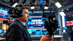 Watch MSNBC Live Stream in action as journalists report from a modern news studio.