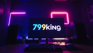 79king logo highlighted in a dynamic gaming setup with peripherals glowing in neon colors.