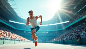 Une athlète motivée pratiquant le pa-sport dans un stade animé en pleine action.