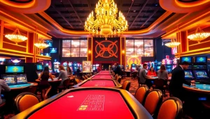 Experience luxury gaming at https://whycazino.com, showcasing players in an elegant casino atmosphere.