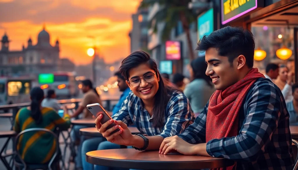 Engaged participants in sports betting in India reviewing odds at a café with Indian architecture.