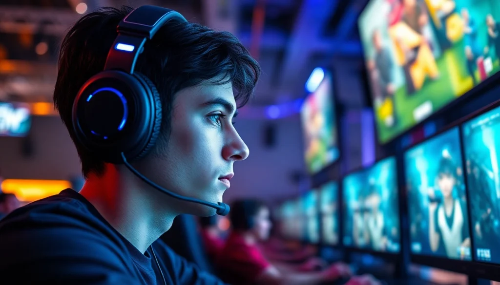 Engage with https://www.trilgameshproject.com in a vibrant esports environment showcasing professional gamers.