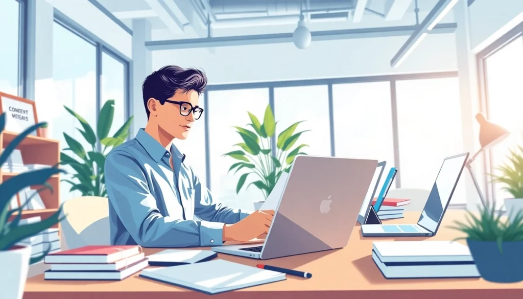 Engaging content creation at https://eztips.com with a professional in a vibrant workspace.