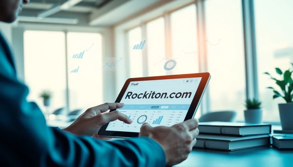 Explore Rocktoken.com with a user engaged in cryptocurrency trading, showcasing market data and insights.