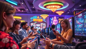 Exciting MV88 game scene showcasing diverse players immersed in digital gameplay.