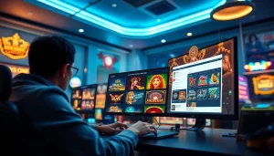 Engaging scene of a player exploring the MV88 game platform with modern gaming options and chat support.