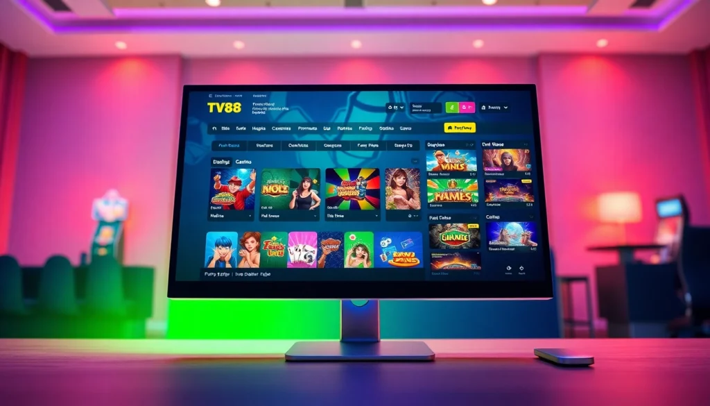 TV88's homepage showcasing user-friendly online casino features and vibrant game options