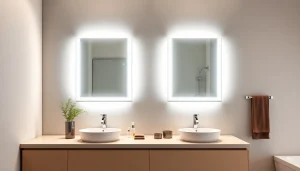 Spiegelschrank mit led Beleuchtung bietet modernes Design und praktische Funktionalität im Badezimmer.