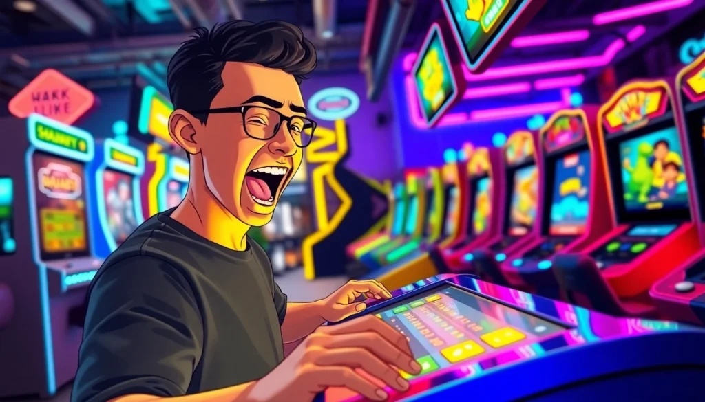 Player merasakan keseruan bermain hakim4d game di arcade yang penuh warna.