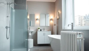 Erleben Sie sonni sanitär Produkte in einem stilvollen Badezimmerambiente mit eleganten Details.