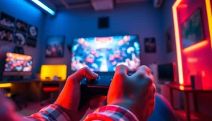 Rasakan keseruan bolahiu game di setup gaming yang modern dan warna-warni.