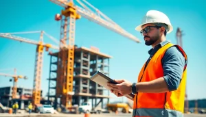 New Jersey Construction Manager overseeing a diverse construction site for project success.