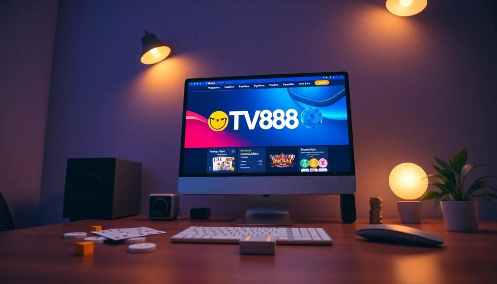 TV88 online gambling platform interface with user-friendly design and gaming elements.