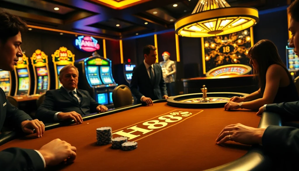 Players enjoying a high-stakes game at HB 88 casino, capturing the thrill of gambling.