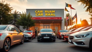 Chirie auto Moldova offers a variety of rental cars at affordable prices in Chișinău, showcasing customer interactions.