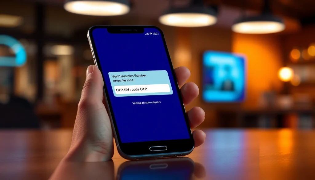 Vérification de numéro de téléphone en ligne avec un code OTP sur un smartphone.